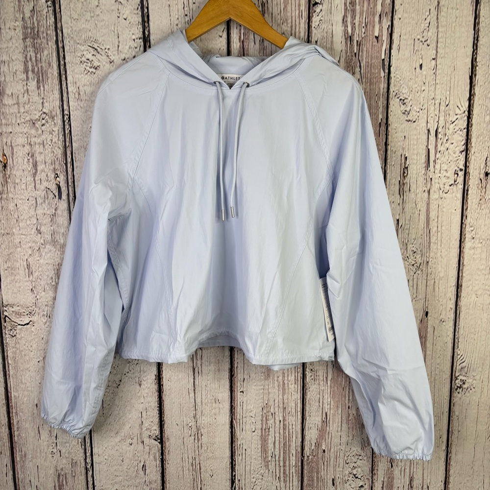 🏷️NWT Athleta Midday Cropped Hoodie Jacket Large Gossamer Blue Lightweight $125
